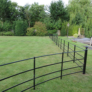 Prix d'usine <span class=keywords><strong>de</strong></span> haute qualité UK Estate Clôtures Quatre Rails British Metal Garden Clôture Panel Top Flat Parkland Clôtures à vendre Garden - Product Image 2