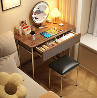 Ensemble de coiffeuse de luxe en bois avec miroir LED et cadre en acier inoxydable pour la vente en gros