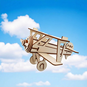 Puzzle 3D <span class=keywords><strong>en</strong></span> <span class=keywords><strong>bois</strong></span> <span class=keywords><strong>biplan</strong></span>, modèle d'<span class=keywords><strong>avion</strong></span> vintage à assembler, jouet éducatif pour enfants - Product Image 2