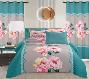 Bán Buôn 100% Sợi Nhỏ 8Pcs Bộ Đồ Giường Tấm Đặt Phẳng Bedsheet Vua Kích Thước Bedsheet Và Rèm Cửa Phù Hợp Với Bộ Đồ Giường 8Pcs - Product Image 5