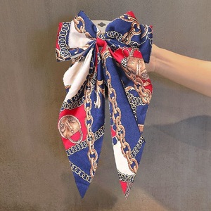 ซิลค์กี้ซาตินผมโบว์ดอกไม้ผมใหญ่โบว์สําหรับผู้หญิงริบบิ้นผมขนาดใหญ่หางยาวสีขาวโบว์ Barrettes - Product Image 4