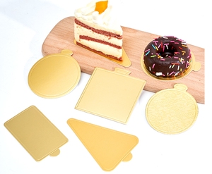 100 Stück Mini-Kuchenunterlagen <span class=keywords><strong>Gold</strong></span> Kreisförmige Papier-Cupcake-Dessert-Präsentationsplatten Mousse-Kuchenplatten für Partys Buffet - Product Image 1