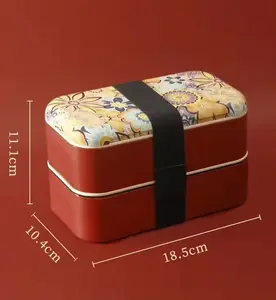 קופסת בנטו דו-שכבתית ללא BPA בסגנון סין מודפסת במיקרוגל קופסת אוכל לתא סטודנטים לאומית מגמה יצירתית קופסת מזון