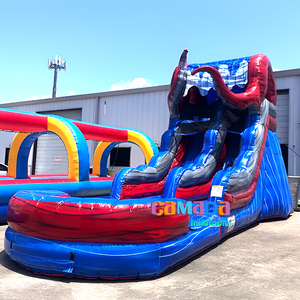 Tobogán acuático comercial con tema de pulpo de PVC con piscina de agua desmontable mármol azul tobogán de agua para adultos patio trasero para alquiler de fiestas - Product Image 2