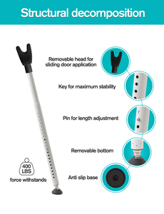 Barre <span class=keywords><strong>de</strong></span> sécurité compacte pour <span class=keywords><strong>porte</strong></span> <span class=keywords><strong>coulissante</strong></span>, robuste et réglable, idéale pour les voyages et la sécurité hôtelière - Product Image 5