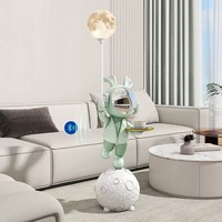Sculpture de Lapin Spatial de Luxe en Résine, Décoration de Sol, Lampe Lune LED, Enceinte Bluetooth, Ornement Décoratif pour la Maison, Fourniture d'Usine