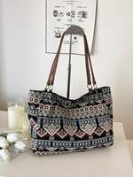Nouveau style sac à dos en polyester peluche pour trajets quotidiens - Sac fourre-tout à bandoulière tendance style ethnique grande capacité en toile