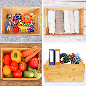Bamboo Storage Boxes Rectangle Eco-Friendly Organizers For Home Bedroom Use - Product Image 2