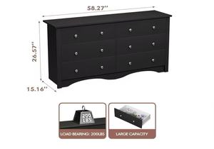 Meubles de <span class=keywords><strong>chambre</strong></span> à coucher larges <span class=keywords><strong>Commode</strong></span> en <span class=keywords><strong>bois</strong></span> clair noir de grande capacité pour adultes à la maison - Product Image 5