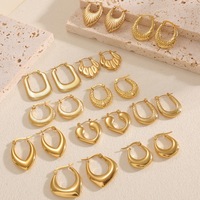 Anting Wanita Mewah Berlapis Emas Stainless Steel Desain Bunga Gaya Eropa Amerika Anting Stud Modis