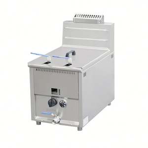 Friteuse à gaz professionnelle en acier inoxydable avec contrôle de température et double panier - Product Image 1