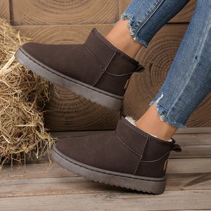 Warm and Comfortable Winter Snow <strong>Boots</strong> <strong>With</strong> Artificial Short Plush Short Tube Suede Round Toe-for Less Than 3cm <strong>Low</strong> <strong>Heel</strong> - Product Image 3