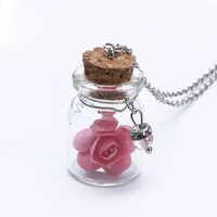 Pendentif bouteille en verre, lumineux dans la nuit, fleur, pendentif, breloque
