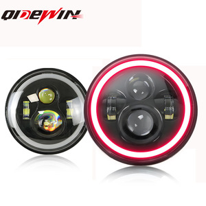ไฟหน้ารถมอเตอร์ไซค์ Jiaxingsheng ขนาด 7 นิ้ว แบบวงกลมเต็มวง สีแดง พร้อมไฟ Angel Eye LED สำหรับ Harley Wrangler ไฟสปอตไลท์ กันน้ำระดับ IP67 - Product Image 1