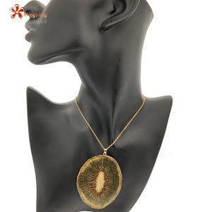 Frauen einzigartiges Design Obst Ohrringe Essen baumeln echte Kiwi in Harz Charms Ohrringe Schmuck - Product Image 2