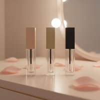 Bouchon carré en PETG pour flacon de brillant à lèvres avec pinceau, impression sérigraphique dorée, emballage cosmétique pour huile/brillant à lèvres – Fournisseur d'usine