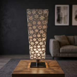 Lámpara de Pie Moderna IQBAL COLLECTION con Patrón de Copo de Nieve, Pantalla Cilíndrica Blanca, LED E27, Luz Blanca Fría 2700K, Luz Cálida Suave - Product Image 1