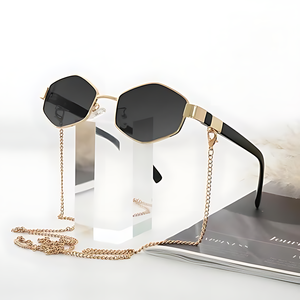 2025 Luxury Golden Small Frame Hexagonal Polygonal Sunglasses Fashion Designer Women Metal Hip Pop Punk <b>Sun</b> Glasses <b>Shades</b> - Product Image 3