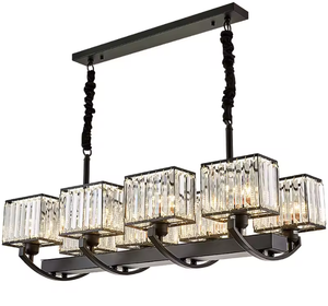 Zeal Lighting Rectangle Indoor Pendant Black LED Hanging Light Black <b>Crystal</b> <b>Chandelier</b> Light - Product Image 5