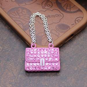 Pink Black Slivery Full Diamond Ketten beutel Designer Geldbörse Schlüssel bund Junk Phone Case Dekoration Metall Charms Puppenhaus Zubehör - Product Image 3