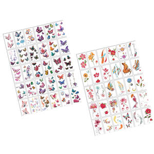 30 pièces autocollant de <span class=keywords><strong>tatouage</strong></span> <span class=keywords><strong>papillon</strong></span> noir coloré pour femmes, <span class=keywords><strong>tatouage</strong></span> de poitrine <span class=keywords><strong>cheville</strong></span> main rose <span class=keywords><strong>fleur</strong></span> autocollant - Product Image 1