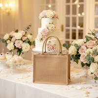 Sac fourre-tout en jute personnalisable, élégant, simple et pratique, avec poignée en corde et lettres, idéal pour les cadeaux de mariage et usage personnel