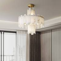 Lustre moderne de luxe en albâtre pour îlot de cuisine long, table à manger, décoration de restaurant, lampe de plafond en marbre