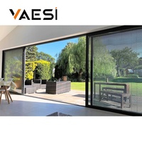 Porte coulissante en aluminium sur mesure avec moustiquaire rétractable pour terrasse