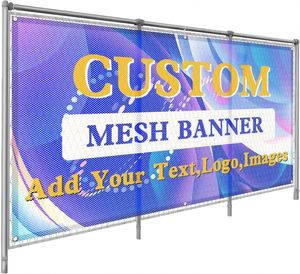 Bannière en maille polyester personnalisée, résistante au vent, pour l'extérieur, avec mât en aluminium, pour les événements sportifs, drapeaux/bannières promotionnels - Product Image 1