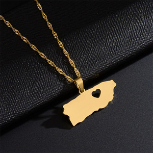 Myloveporto riko altın kolye kolye Charm paslanmaz çelik harita kalp porto riko ülke kolye hediyelik eşya hediye - Product Image 2