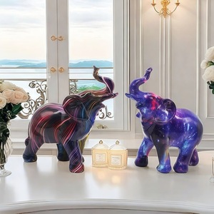 American Colorful <b>Mini</b> Elephant Epoxy Resin Artistic Sculpture Folk Art Figurine Home Entrance <b>TV</b> Cabinet Wine Cabinet - Product Image 1
