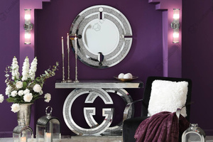 Modern French Style Elegant <strong>Cheap</strong> Mirrored Crushed Diamond <strong>Console</strong> <strong>Table</strong> - Product Image 3