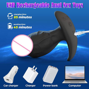 AITT Custom Mtsige <strong>Silicone</strong> Soft 360 Rotating Vibrating Butt Plug Anal <strong>Dildo</strong> for Men Women - Product Image 4