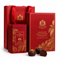 Boîte de présentation en métal pour chocolats à la truffe noire avec feuille d'or, sac de transport assorti, emballage pour confiseries de fêtes