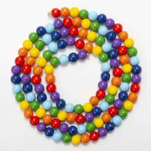 未完成的DIY女式珠宝制作木珠高品质圆形1-90毫米带彩色孔可定制木球儿童