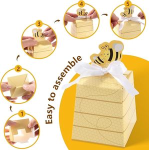 Scatole di caramelle per api da miele all'ingrosso con nastro per Baby Shower Party bomboniere feste di primo compleanno cioccolato regalo di imballaggio - Product Image 4