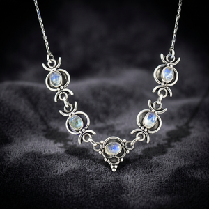 925 Silver Moon <b>Opal</b> Charm Pendant <b>Necklace</b> Silver Plated Vintage Snake Chain Women's Party Everyday Wear - Product Image 3