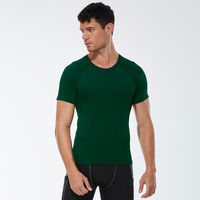 D-01217 en gros hommes sportif à manches courtes collants haute élastique respirant en plein air course Fitness vêtements solide à manches courtes