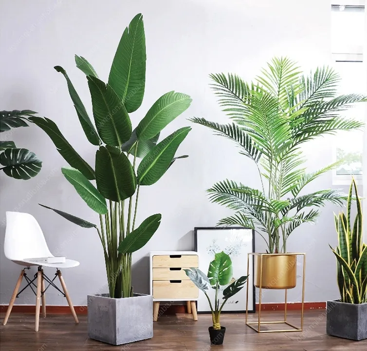 Campioni gratuiti di fabbrica piante Bonsai verdi albero artificiale di Banana in plastica per interni decorativi