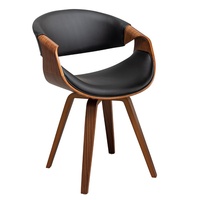 Chaise de salle à manger minimaliste italienne en bois massif avec accoudoirs en cuir PU, dossier pivotant, pour usage hôtelier, démontable