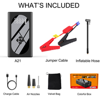 Démarreur de batterie multifonction 4-en-1 avec compresseur d'air, courant de crête 3000A, batterie lithium polymère 29600mAh, booster de puissance 7 BAR
