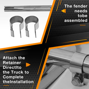 24英寸x24英寸卡斯卡迪亚型号不锈钢四分之一挡泥板组1对沃尔沃VNL肯沃斯卡车组2 - Product Image 4