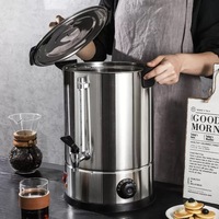 Chauffe-eau commercial, distributeur de boissons chaudes pour thé au lait, urne à café en acier inoxydable à double paroi avec filtre, prise universelle 500W