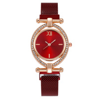 Montre à quartz ovale pour femmes, best-seller, sertie de diamants, avec bracelet magnétique