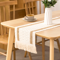 Chemin de Table en lin 2021, Promotion chemin de Table de mariage, décoration, glands en macramé, chemin de Table en Jute