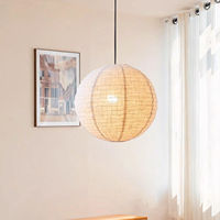 Lampu Gantung Bulat Jepang Buatan Tangan Berkualitas Tinggi dari Linen Gaya Japandi Wabi Sabi Multi-Ukuran untuk Kamar Tidur