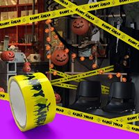 ONEMEAN-Cinta de precaución de bloqueo de policía negra/amarilla para Halloween, PVC con certificación ANSI, 0,1mm de espesor, 4,8 cm x 25m, para lugar de trabajo de escena del crimen