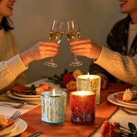 Ensemble de bougies de Noël en verre électroplaqué ajouré, parfumées, avec boîte cadeau, motifs flocon de neige, sapin et cerf, vente en gros
