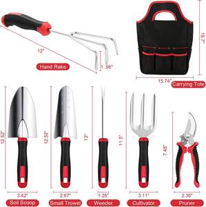 Ensemble complet d'outils de jardinage LK (9 pièces) Kit d'outils de jardinage à main ergonomiques comprenant désherbeur, sécateur, transplanteur, truelle, râteau, sac - Product Image 3