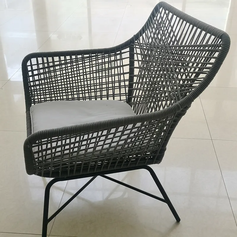 Mobilier de Patio extérieur en rotin avec cadre en aluminium, chaise de jardin en corde tissée